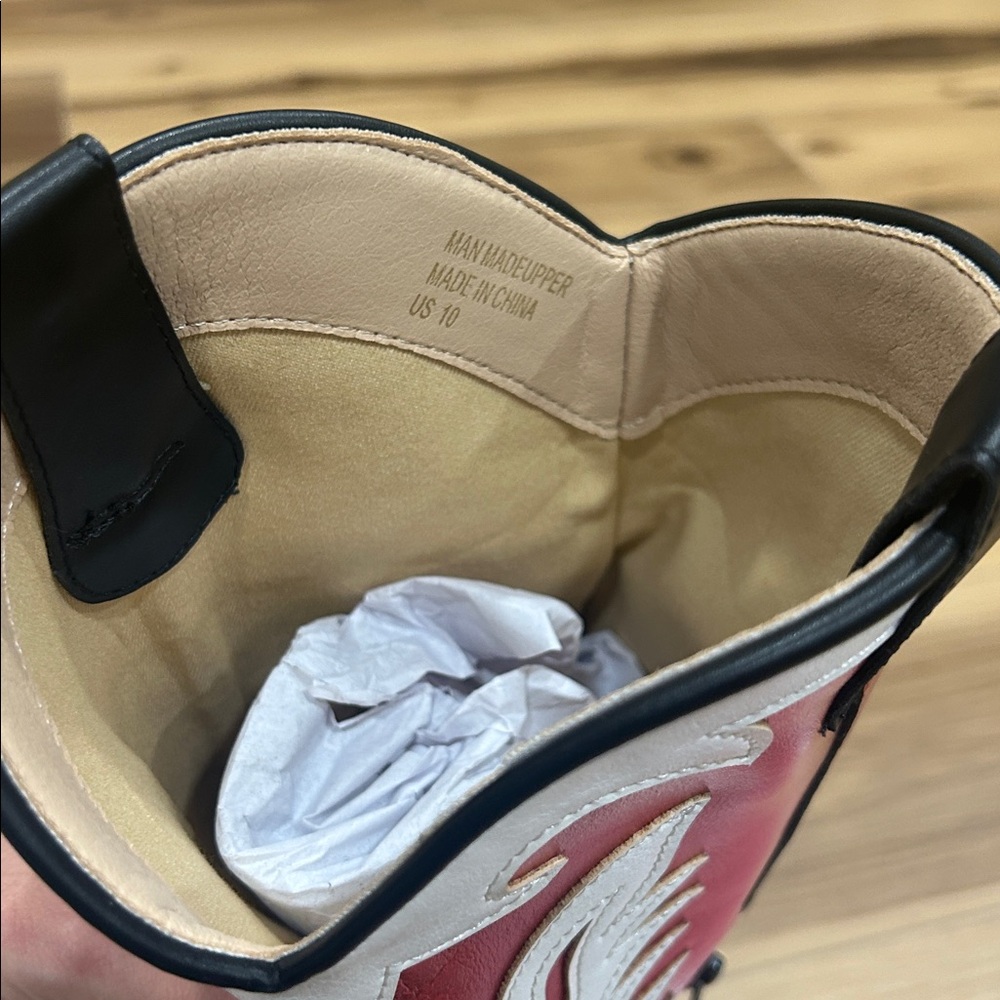 Mi.iM Western Midi Boots Size 10 Pointed Toe Red Silver Black Block Heel NEW - Picture 11 of 11